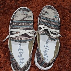 Gypsy Jazz Women's Patterned Flats - Brown and Teal